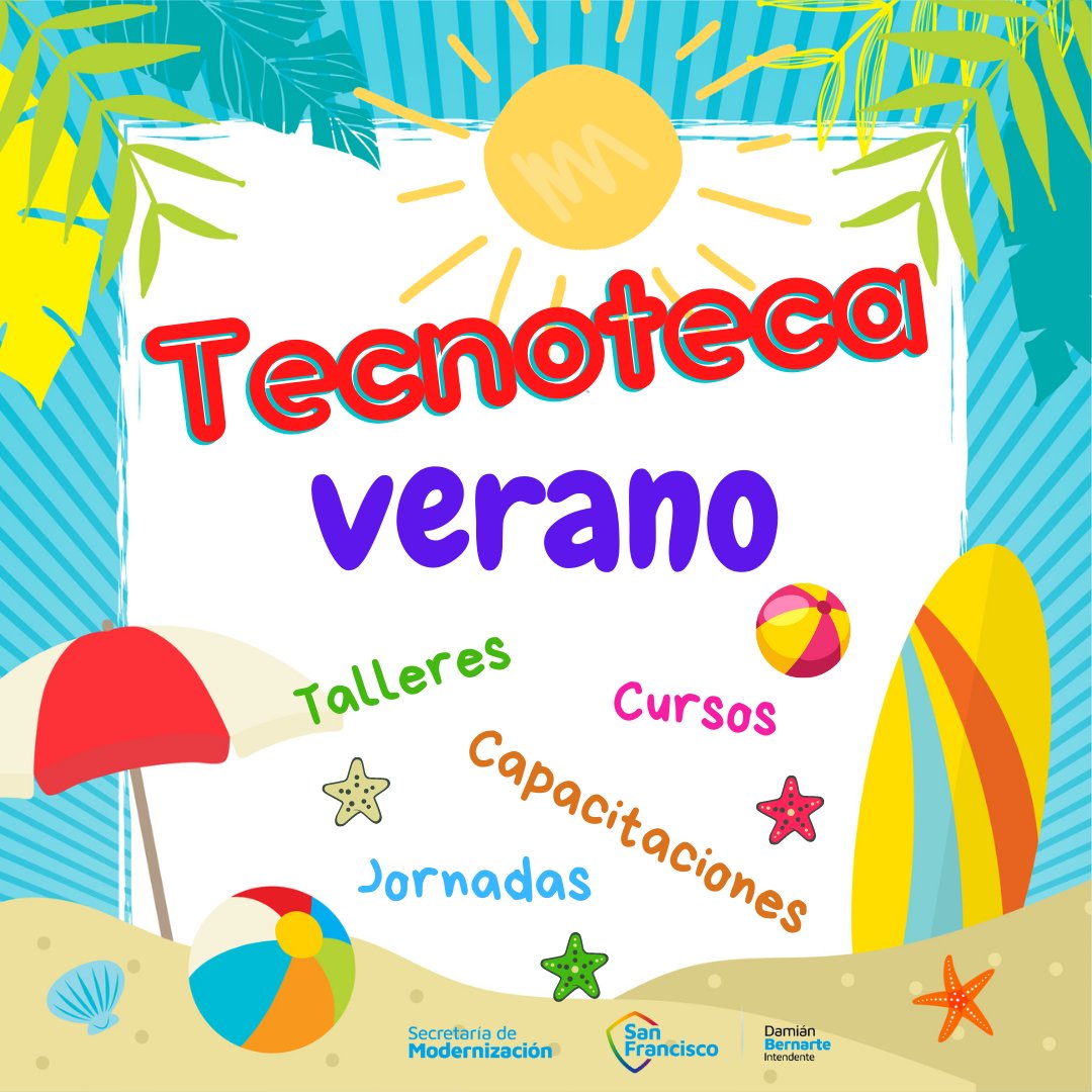 TecnotecaSf's tweet photo. Presentamos nuestros Talleres y Cursos de verano. A partir de mañana lunes comenzamos con las inscripciones, recordá que las mismas son de manera presencial en Tecnoteca, de 9:00 a 12:00 hs , todas las actividades tienen cupos limitados. Los esperamos ! 🌞⛱️ https://t.co/Gr5q0mv6pG