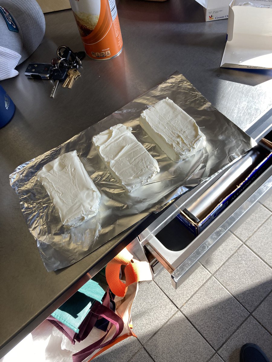 TraegerFd's tweet photo. #traeguary Day 2: oh wait… there’s more!! Smoked Cream Cheese. Covered in Blackberry Jam (left) Hot Pepper Jam (right) and @WillieNelson Style (center). Smoked Only. The crackers even spent time in.  @TraegerGrills #smokeshowing #smokey https://t.co/ER5Rd7vW0k