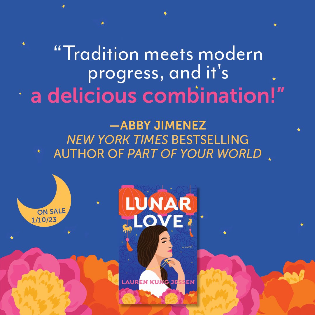 Lauren Kung Jessen (@laurenkjessen) on Twitter photo Two more moons until LUNAR LOVE is out! 🌙 I've shared this quote before in cover form, but it deserved to stand on its own. I'm so grateful to <a href="/AuthorAbbyJim/">Author Abby Jimenez</a> for these words. What a way to come full circle in this journey. Thank you, Abby! Two more moons until LUNAR LOVE is out! 🌙 I've shared this quote before in cover form, but it deserved to stand on its own. I'm so grateful to <a href="/AuthorAbbyJim/">Author Abby Jimenez</a> for these words. What a way to come full circle in this journey. Thank you, Abby!