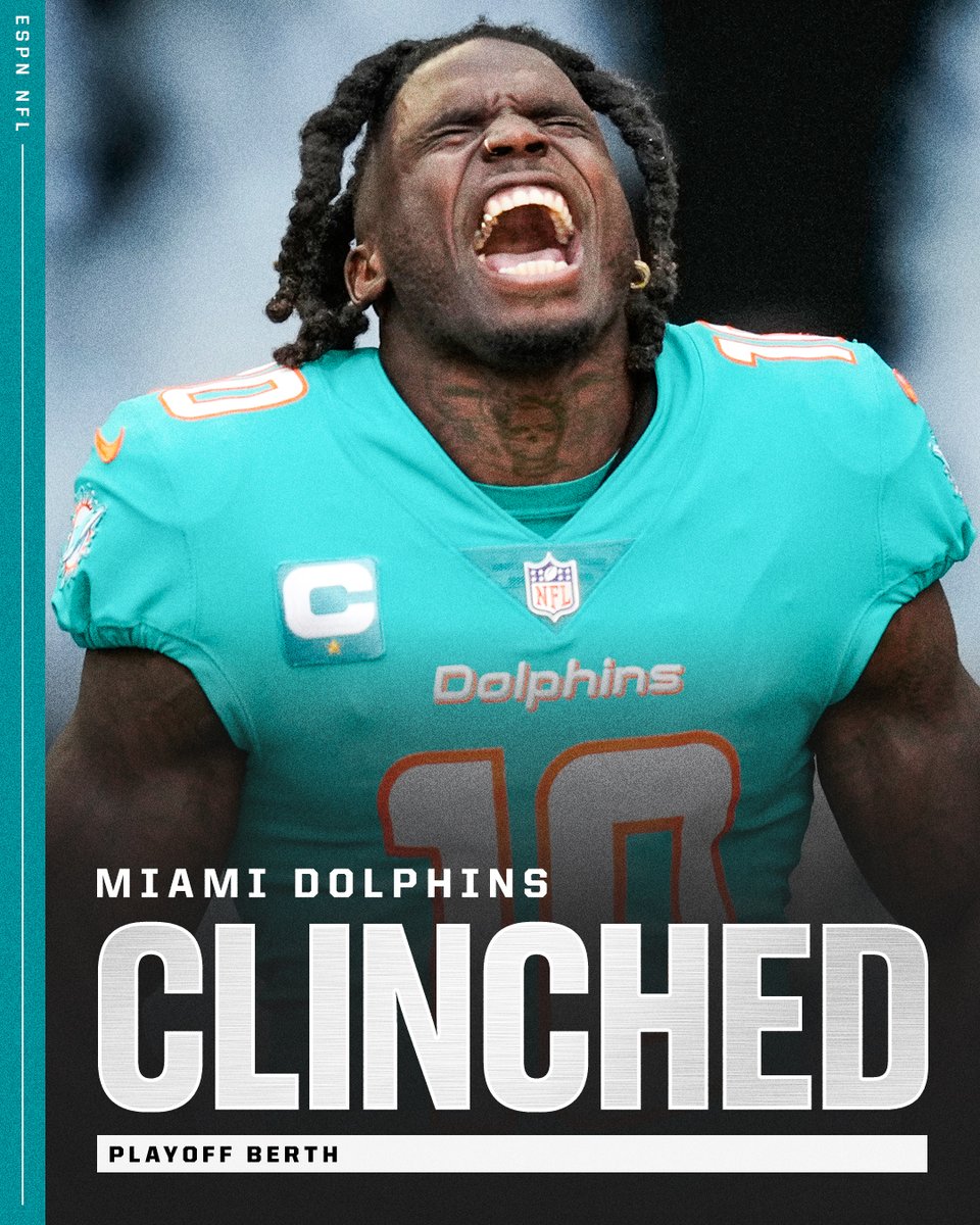 SportsCenter's tweet image. The Dolphins punch their ticket to the postseason in Week 18! 🐬