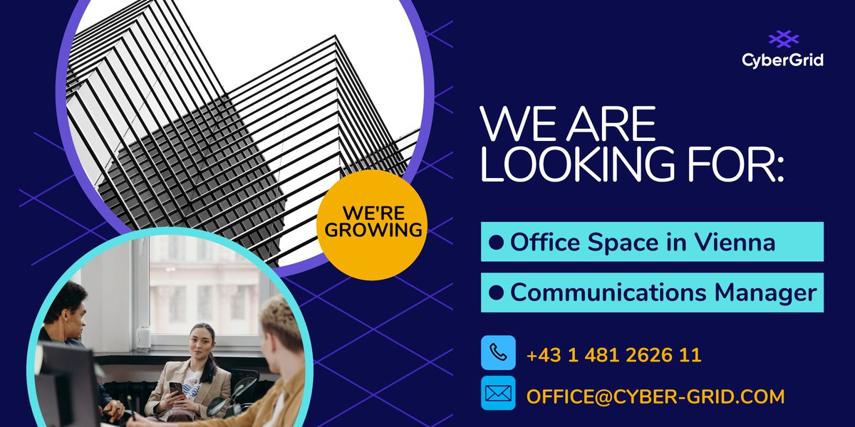 Happy New Year! 🍀
Happy to announce that #CyberGrid is GROWING!

👉We are looking for a 150 m2 office near “Wien-Mitte” (#Landstrasse, 3rd district).
👉Also, we're #hiring a #Communicationsmanager!
Apply: linkedin.com/jobs/view/3422…

#immobilienmakler #wien #bürosuche #renewables