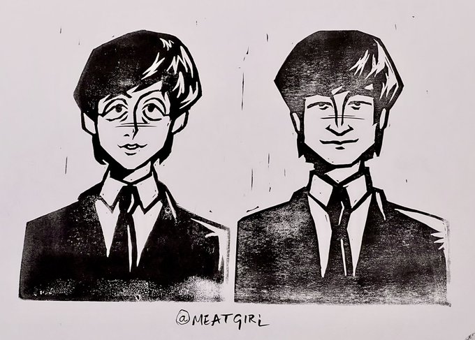 lennon-mccartney linocut ! 