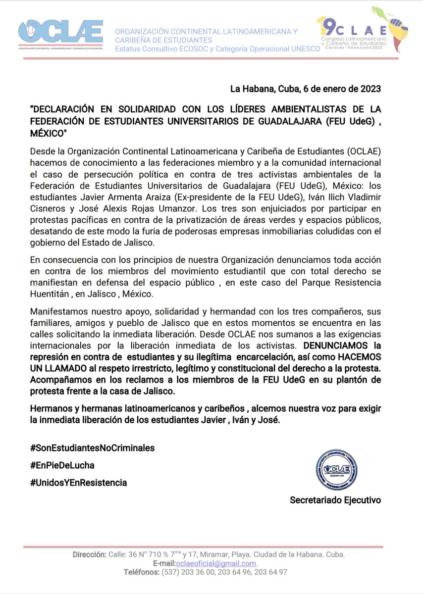 rayfreddy's tweet photo. 📣¡En Jalisco @EnriqueAlfaroR NO nos escucha! ¡Presidente @lopezobrador_ urge la liberación de nuestros estudiantes Javier, Iván y José de la @udg_oficial @FEU_UdeG @CSE_UdeG! ⚠️ [@rvillanueval @carlosivanmoren @CesarBarbaD @AlbCastellanos  @albecesan @karlapamar @CULagos_UdeG🦁] https://t.co/j7cYHah0qU
