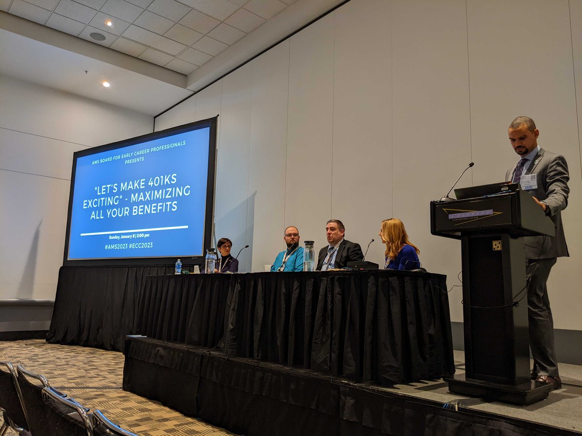 AMSEarlyCareer's tweet photo. Great conversation so far about how to maximize your benefits and prioritizing what type of assets your money is in.  #AMS2023 #ECC2023 https://t.co/IR19gtKYHZ