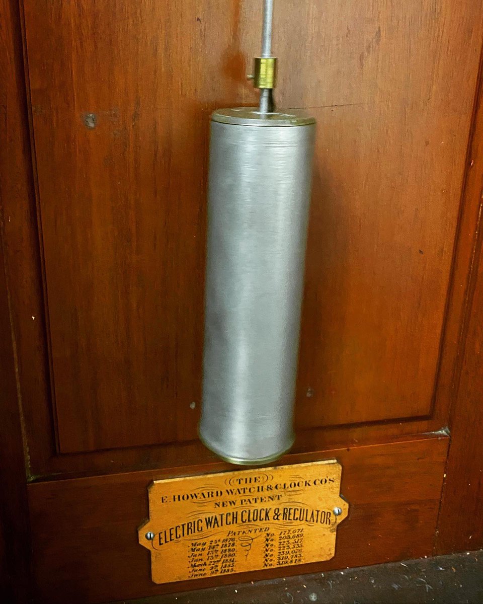 EbiePipeOrgan's tweet image. I’m pretty proud of my new office clock. An impressive E. Howard &amp;amp; Co. Watchman’s Regulator, c. 1890’s, housed in a handsome 74” long mahogany case.  #horology #oldclock #doyouhavethetime #ehowardclock #nawcc