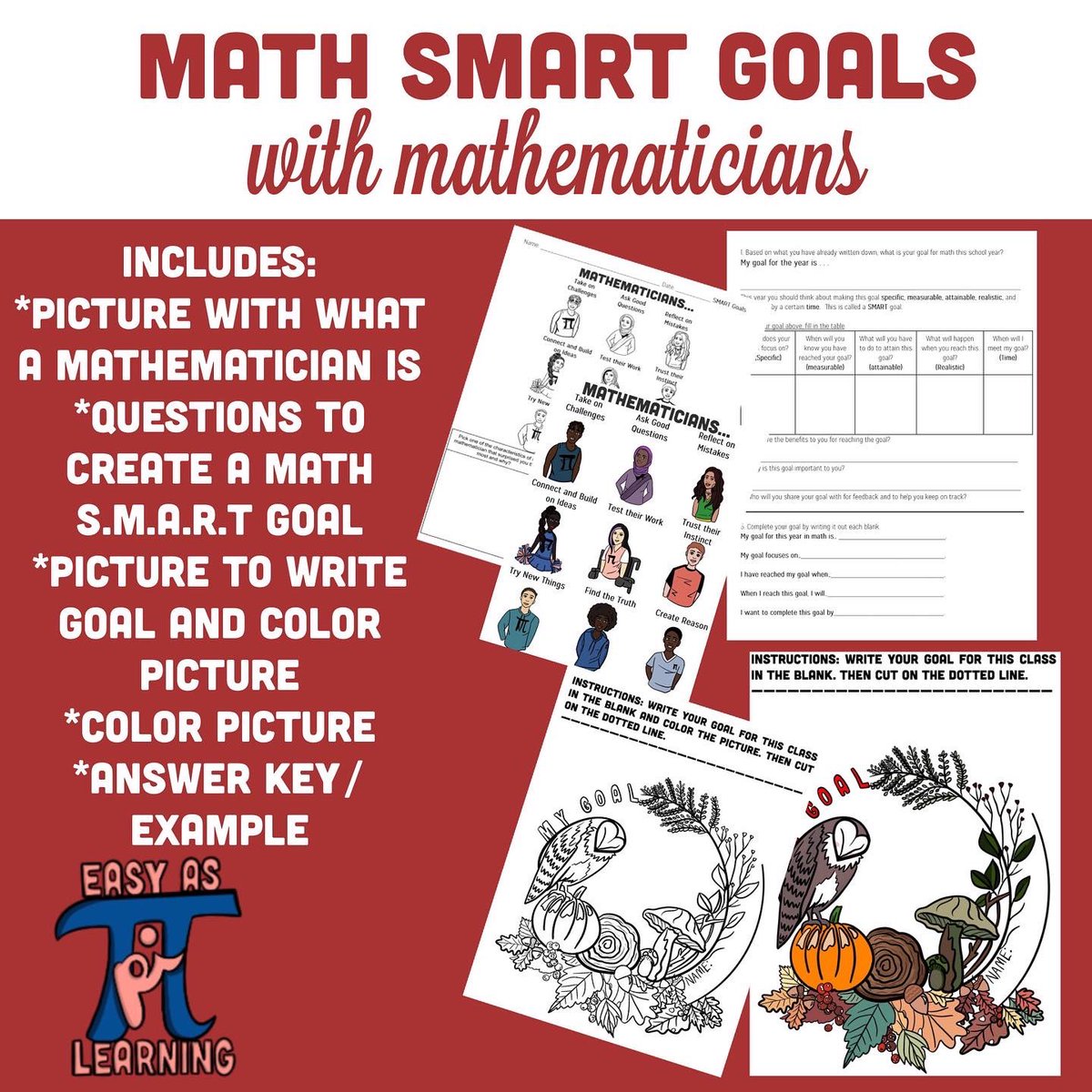 Ms_Carmack_Math's tweet image. Check out math smart goals
easyaspilearning.com/teacher-shop/p…
After every trimester, I bring up goals with my students. If you need your students to reflect on how to have the most productive math class, have them create math SMART Goals.
#mathresources #easyaspilearning #teacherpayteacher