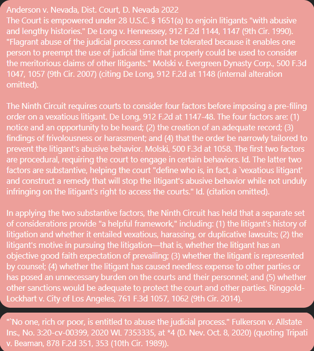 qi7p1rc's tweet image. Lane County DA is a "Vexatious litigant" according to case law.

*Without merit* = trespassing charges immunized from prosecution by the Civil Rights Act.