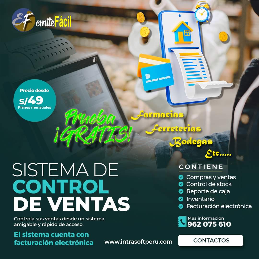 Intrasoftperu's tweet photo. No te compliques con programas complejos y costosos, ahora te brindamos un software para que emitas solo en 15 segundos y sobre todo fácil de usar! 📲💻🖥🖨
#emitefácil
#FacturaciónElectrónica
#ComprobantesElectrónicos
#SUNAT
#Ticketera
#IntraSoft
#emprendedores https://t.co/aYZpWxgmwA