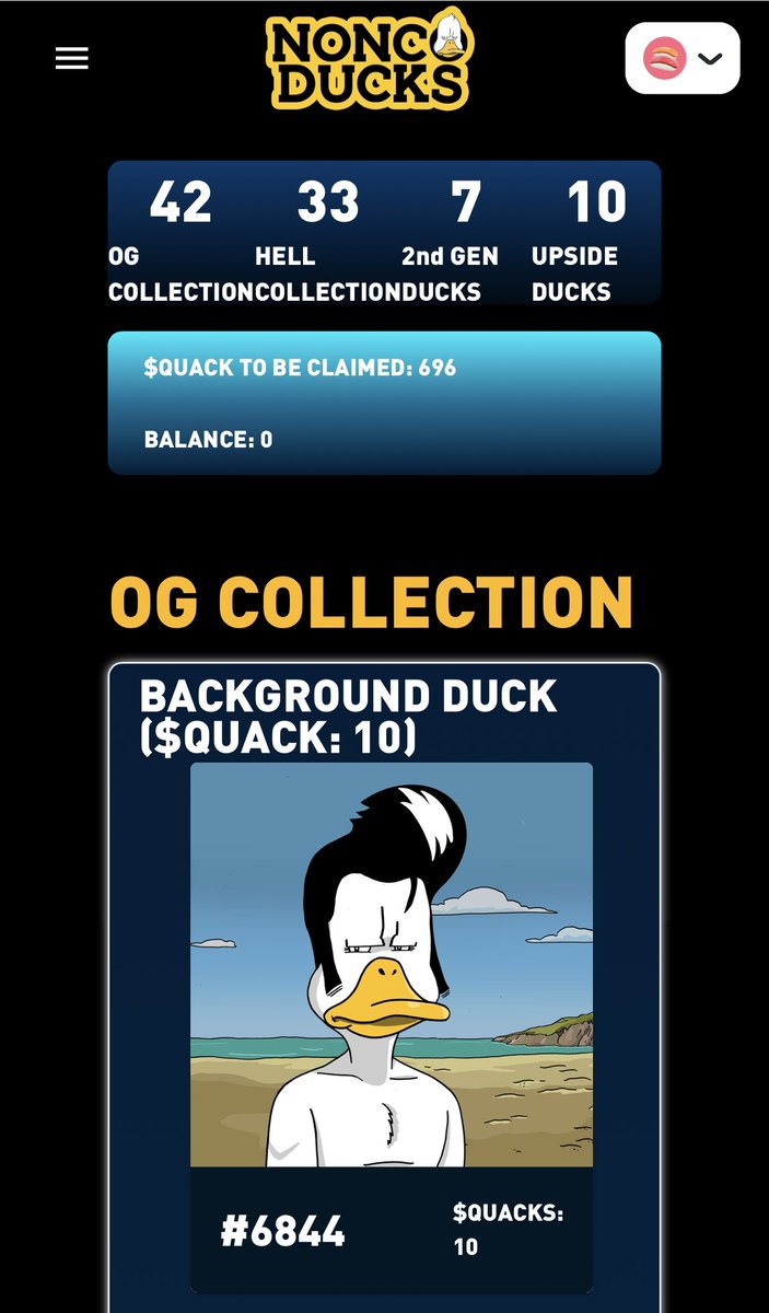 RonDuckgundy's tweet photo. $Quacks are live now!! 
From today, you will automatically start collecting $quacks there is no need to claim or log in everyday. 

Join the @NoncoDucks pond for more info!

https://t.co/GdWeKvhkKn

#DucksFlyTogether #DucksUnited #quacks https://t.co/uTr9UQ7DQ9