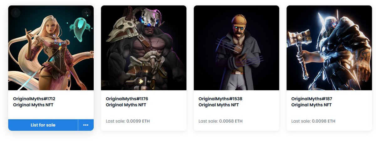 I've added 4 new <a href="/OriginalMyths/">Original Myths NFT</a> NFTs and I'm excited to announce that an arcade fighting game is coming!

More details in 5 days🔥 

Get ready for some epic #Web3Gaming action powered by #Blockchain #NFts #Gaming #LFG 

#Bitcoin #NFT