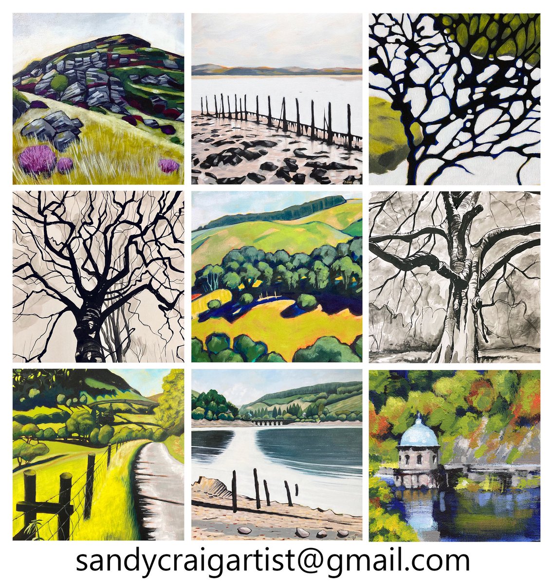Some of the pieces of work I exhibited in 2022. Booking a workshop/private tuition, buying artwork, or even a card, can help self employed artists live their dream. Looking forward to a creative 2023. #welshart #welshartist #celfcymraeg #landscape