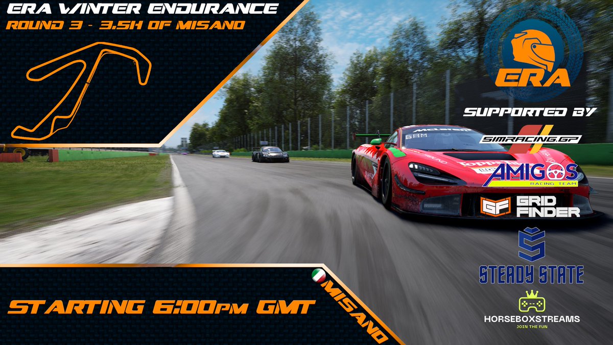 Saturday 6pm we hit round 3 of the ERA Endurance series where <a href="/LNR_ZA/">Logistical Nightmare Racing</a>  will be doing their best to seal the win and possibly seal the championship before round 4 in the 6 hour of Spa. Over 30 teams over 70+ drivers involved we cannot wait. Thanks to <a href="/SimracingGP/">Simracing.GP</a> for the servers.