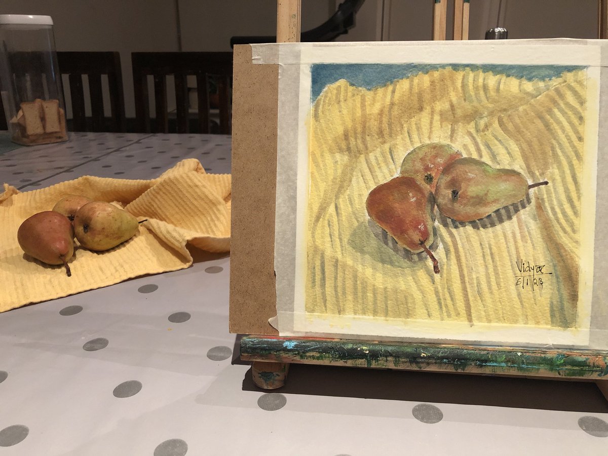 Three Pears
Day 6
#stradaeasel 
#gouache #crawfordandblack
#stilllife #painting #art #Pears #art #artoftheday #dublinartist #stradaeaselchallenge #artforsale #fruits  #study #ArtistOnTwitter