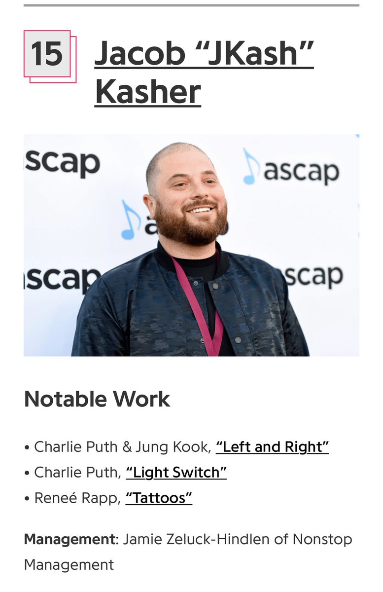 8787cp's tweet photo. .@Genius 2022 Year-End Songwriters List
#15 Jacob “JKash” Kasher
Congratulations #JKash!!!
Honoring the work of the non-primary artist songwriters who made the biggest impact last year, as measured by #Genius data and analysis.(Only works released in 2022 are considered) https://t.co/glp7l30xSK
