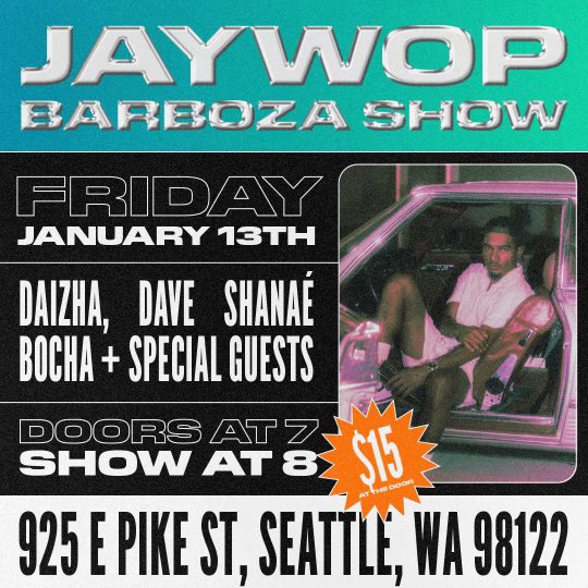 DaveShanae's tweet photo. Happy New Year y’all! 
It’s been a minute, but I’m excited to announce that I have two shows this month and doing it along side some good people. Jan 13th at Barboza in support of my friend @jaywopjv and two weeks later at Neumos with @fluencie_ 
Excited to see y’all! 💕😋 https://t.co/Ymo996WG54