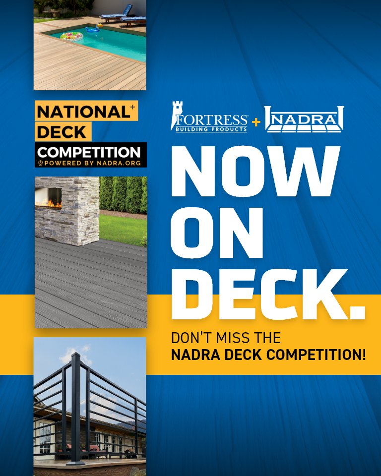 Calling all Pro Deck Builders!! 🔊

Now's the chance to spotlight your best work and submit your Fortress deck projects to <a href="/NADRAROCKS/">NADRA</a> 2022 National+ Deck Competition.

DEADLINE: January 9th, 2023

Show off your expertise by clicking the link below! 👇

nadra.awardsplatform.com