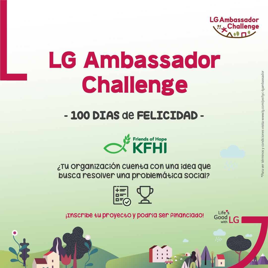 lg_peru's tweet photo. ¡Llegó el LG Ambassador Challenge! 🤩
La oportunidad para ayudar a resolver un problema relevante para la sociedad. 🙌🏼
Regístrate y participa por financiamiento que buscabas: https://t.co/oiStQTsbFA
TyC: https://t.co/EIT0kL8glQ
#LGAmbassador #KFHI #LifeisGood #LGPeru #LGGlobal https://t.co/zUdcjo3XpL