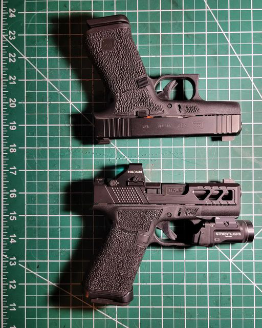 TRYBEDefense's tweet photo. Before VS. After
.
✔️Upgraded to the TRYBE Defense Glock 43/43X V2 Slide!
.
📸 by @yenahcyrret
.
#glock #glock43x #43x #shieldarms #holosun #streamlight #stippling #custom #2a #secondamendment #pistol #handgun #nightfision #trybedefense https://t.co/lZ0ixnNuCx