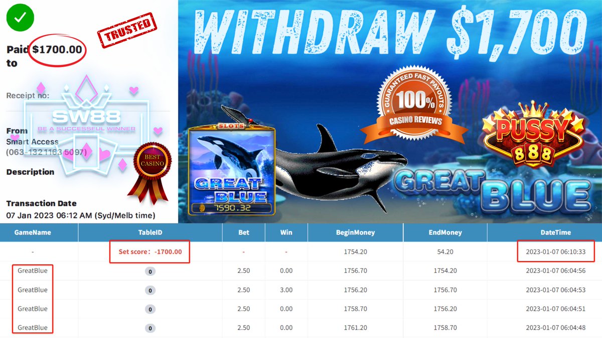 AusSw88's tweet photo. 🔥Congratulations SW88 Member Having a Big Withdraw🔥

🎮 Product – Pussy888
🎰 Game Tip : Great Blue
💰 Deposit - $60
💰 Big Win - $1,700
⚠️Just Deposit 5 Time

☎️Please Contact Our Customer Service To know More Information‼️
📲WhatsApp CS - https://t.co/B8eXCad1Il https://t.co/NXaneX3k5d