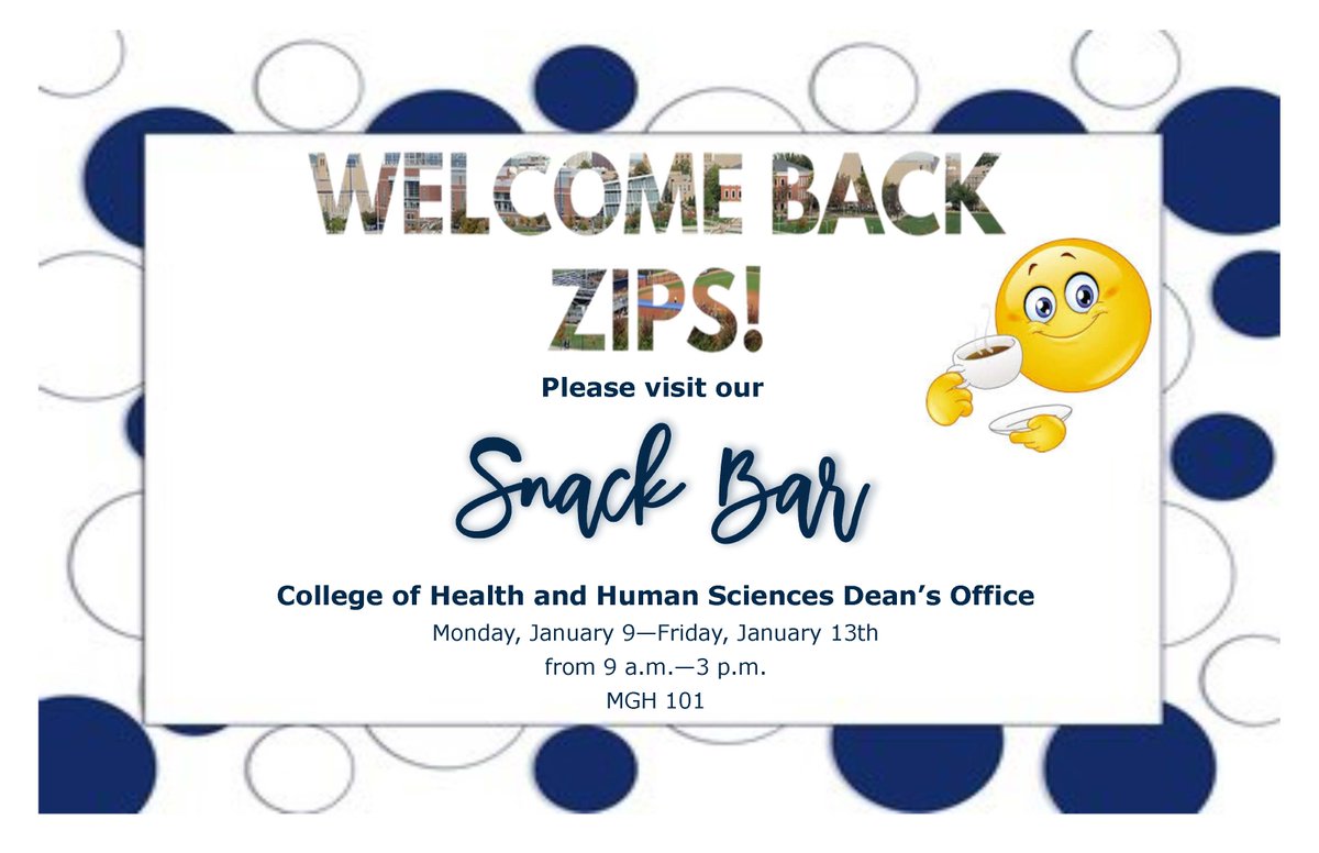 To help fuel your first week back...stop by 
the Dean's Office and grab a snack!