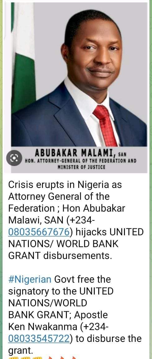 Disburse UNITED NATION GRANT NOW