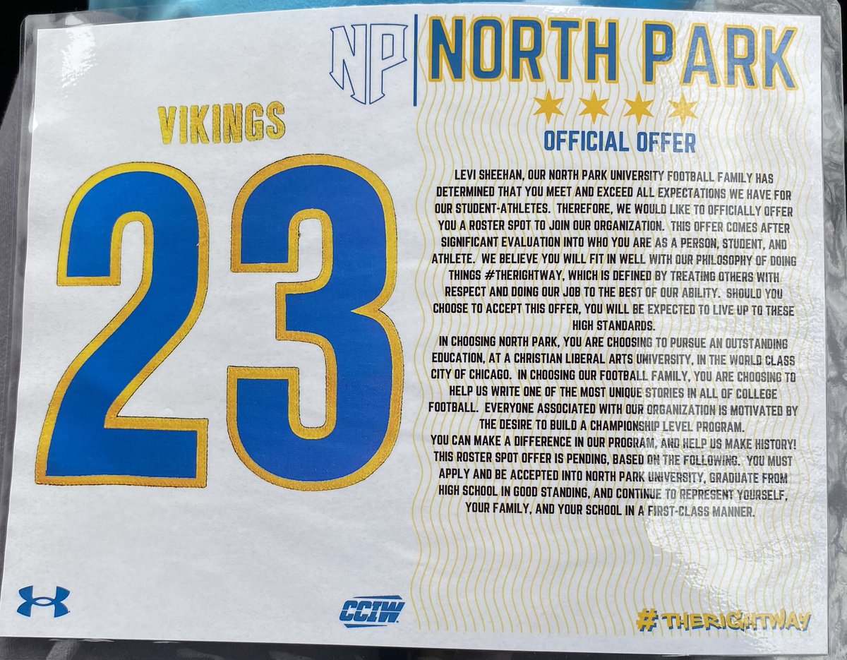 LeviSheehan2's tweet photo. After a great visit and a great talk with @CoachRook I am blessed to receive an offer from @NPUFootball!! @CoachWalsh62 @Cobbs_The_Coach https://t.co/9rYQCylj9i