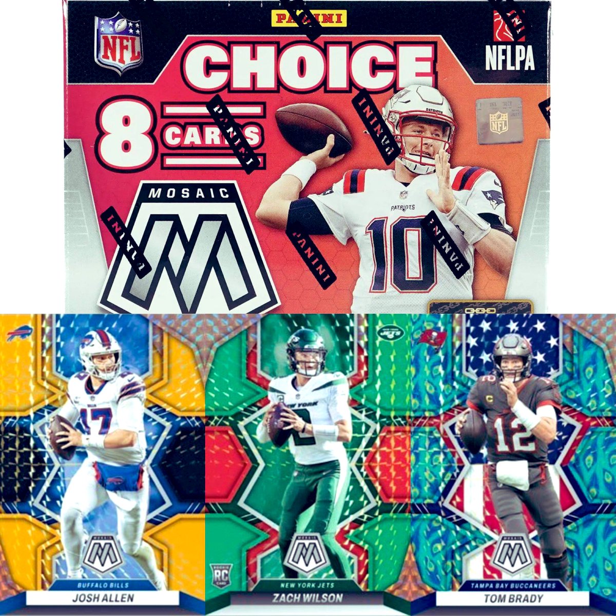 JJetsCards18's tweet photo. 2022 Mosaic Choice Football Half Case Break(10 boxes)

What to expect:
- 10 Choice Auto’s
- 20 Choice Rookies
- 30 Choice Mosaic Parallels

Red &amp; Green, Fusion Red &amp; Yellow, Black &amp; Gold /8, Peacocks, &amp; Nebula 1/1’s!

@Hobby_Connect @sports_sell @CardboardEchoes @hobbyretweeters https://t.co/KWGmejh5jA