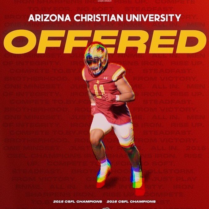 Iam23Reasons's tweet photo. After a Great Conversation with @Coach_SCoop I am extremely blessed to say I have received an offer from Arizona Christian University. Thank you for giving me this opportunity. Go Firestorms🔴🟡 @ShipeLMC @LMCmustangs @itzTtime24 https://t.co/cFNwiuYuYC