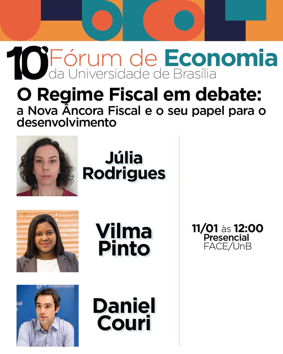 Os diretores da IFI <a href="/danielvcouri/">Daniel Couri</a> e <a href="/vilmadcp/">Vilma da Conceição Pinto</a> estarão presentes no painel "O regime fiscal em debate: a nova âncora fiscal e o seu papel para o desenvolvimento", do 10º Fórum de Economia da UnB.