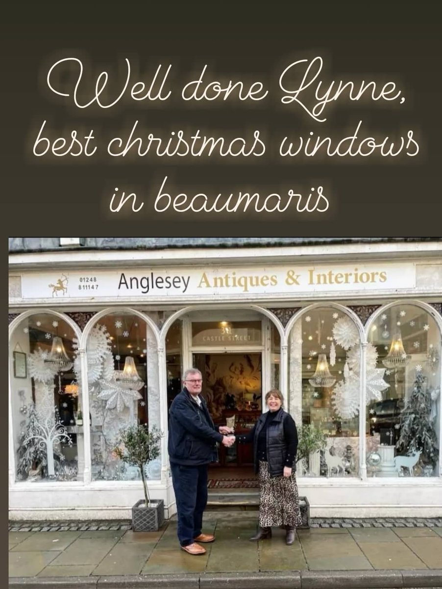 angleseyantique's tweet photo. Congratulations Lynne, very well deserved, the christmas window displays were FAB....🎉
#sjorfordantiques #Beaumarisantiques #Anglesey #Beaumarisantiques #angleseyantiques https://t.co/fSGVeNg8en