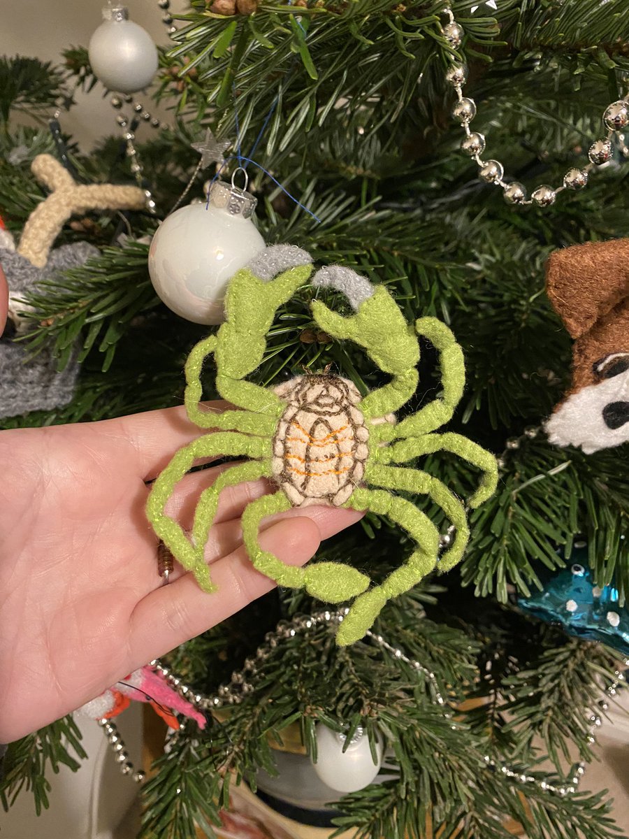 14Katie41's tweet photo. Every year my mum makes me an ornament for my Christmas tree. Just when I thought she’d broken with tradition this year, this appeared on my tree… 🥺🦀 https://t.co/ruCByqQdWx