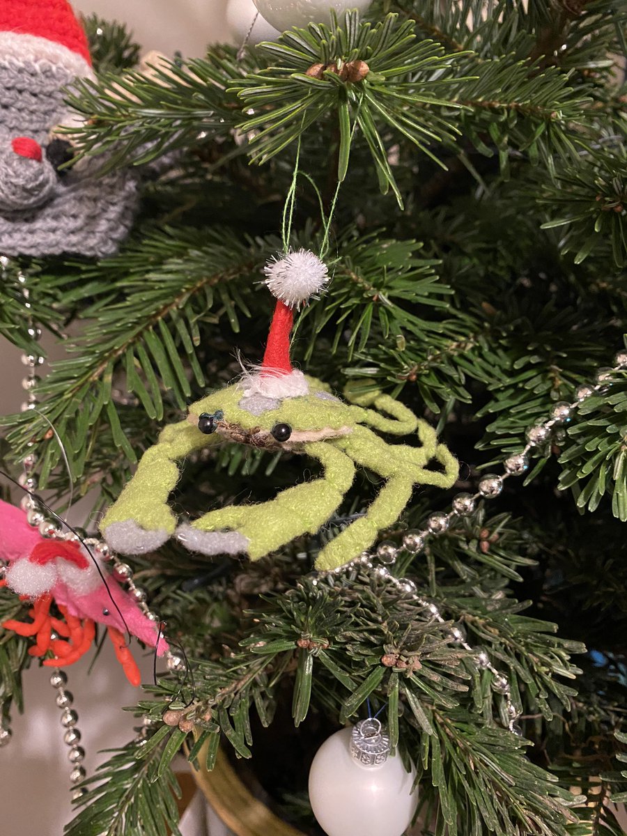 14Katie41's tweet photo. Every year my mum makes me an ornament for my Christmas tree. Just when I thought she’d broken with tradition this year, this appeared on my tree… 🥺🦀 https://t.co/ruCByqQdWx