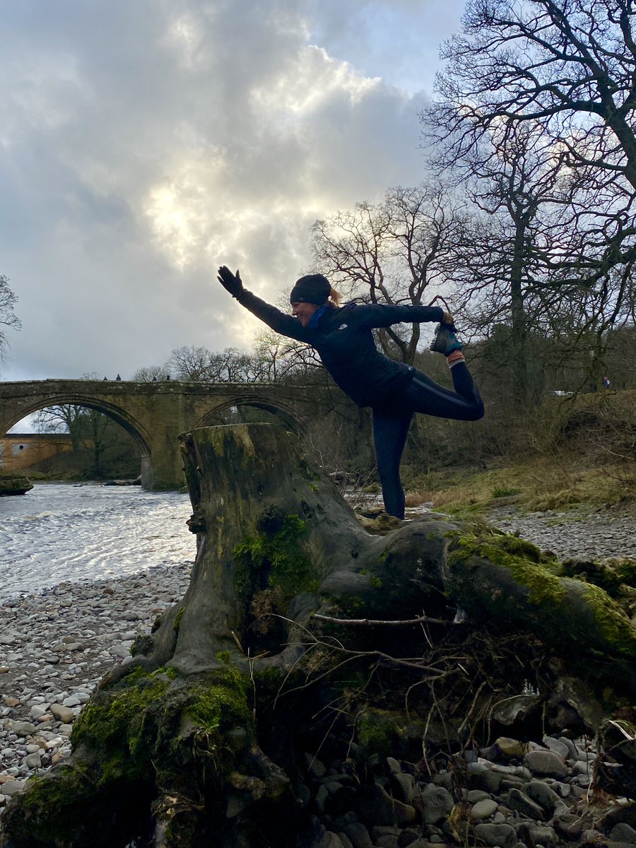 KarenPhysio's tweet image. Not my best #yoga poses but to be fair it was windy …and I had walking boots on atop a slippy tree stump 😂#devilsbridge #kirbylonsdale
