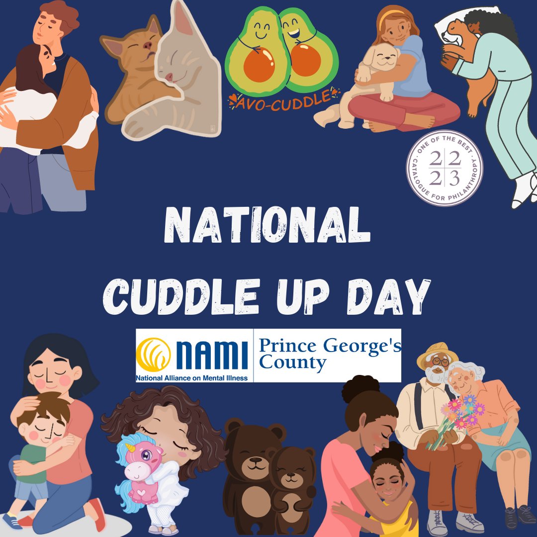 NAMI_PGC's tweet image. Let’s cuddle up today! 

Physical touch can be beneficial to your mental health. It doesn't matter if it's a partner, friend or even a pet. Physical contact can give comfort and release those feel-good hormones.

#feelgood #cuddleup #love #mentalhealth #NAMI #pgcps #care #cuddles