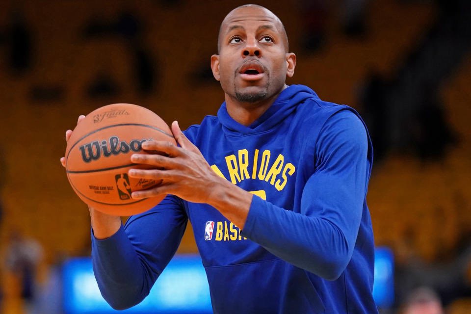 Golden State’s Andre Iguodala announces on his Point Forward podcast with Evan Turner that he will make his season debut on Saturday vs. the Orlando Magic.