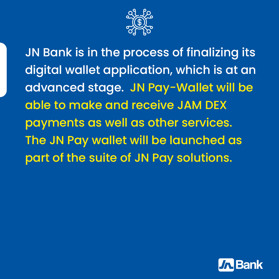 jnbanklimited's tweet photo. We have exciting news! Effective December 30, 2022, #JNBank has been onboarded by the Bank of Jamaica as a Wallet Provider to distribute JAM-DEX! For more information on JAM-DEX, visit https://t.co/Sl577kP97U. 😃

#JAMDEX #CentralBankDigitalCurrency https://t.co/RIh005RZK9