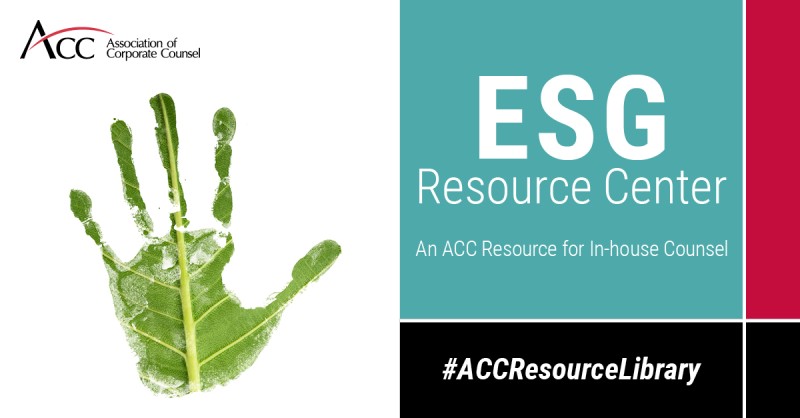 Environmental, social, and governance (ESG) issues continue to gain attention from stakeholders around the world. That's why ACC created the ESG Resource Center - a curated collection of ESG-focused resources for in-house counsel. acc.com/resource-libra…
