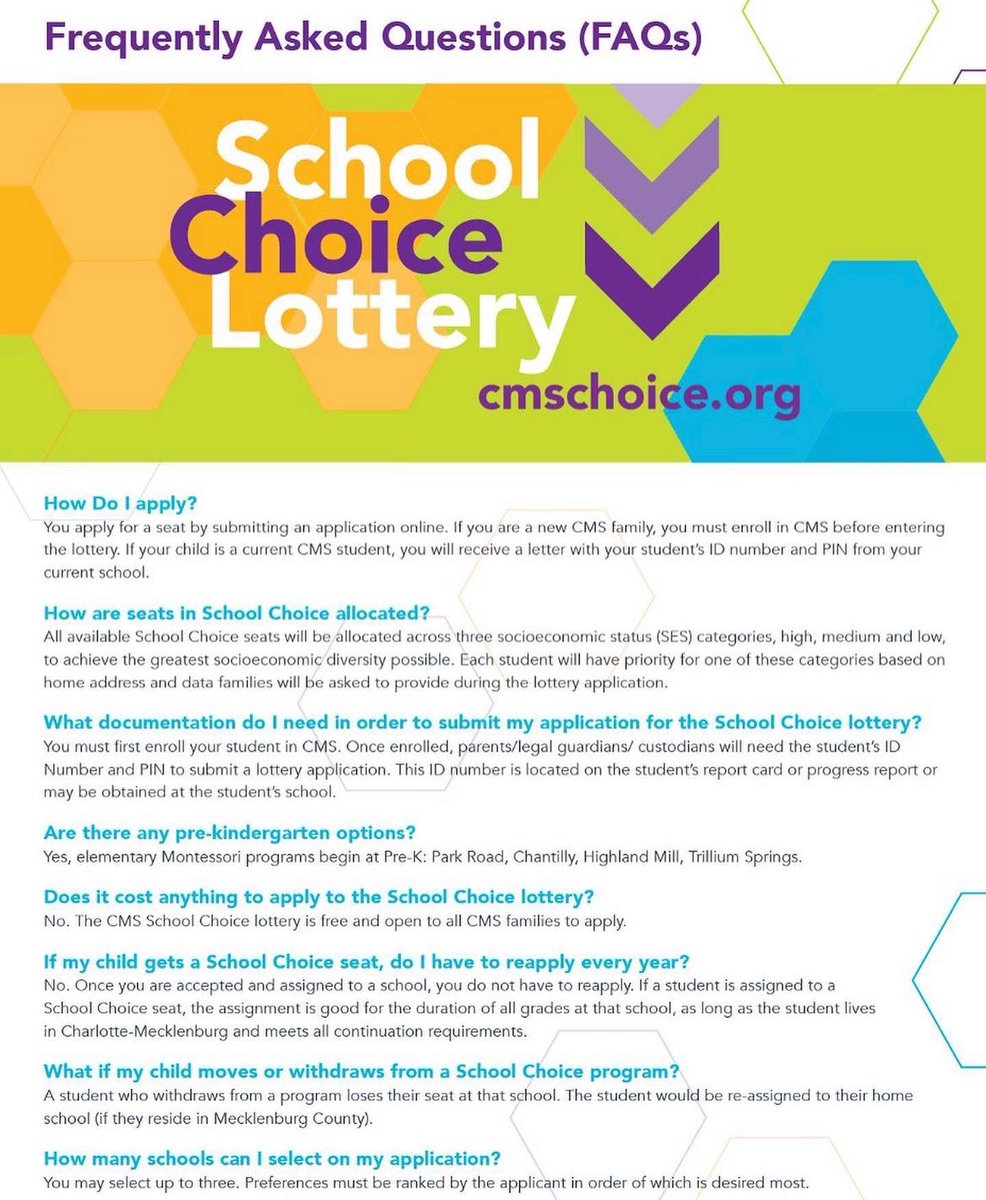 CMS_Advanced's tweet photo. ⭐️School Choice season is upon us! Make sure you know important upcoming dates to participate in the CMS School Choice Lottery. 

➡️ Check out the FAQs, too. https://t.co/RnlcjfMD5h