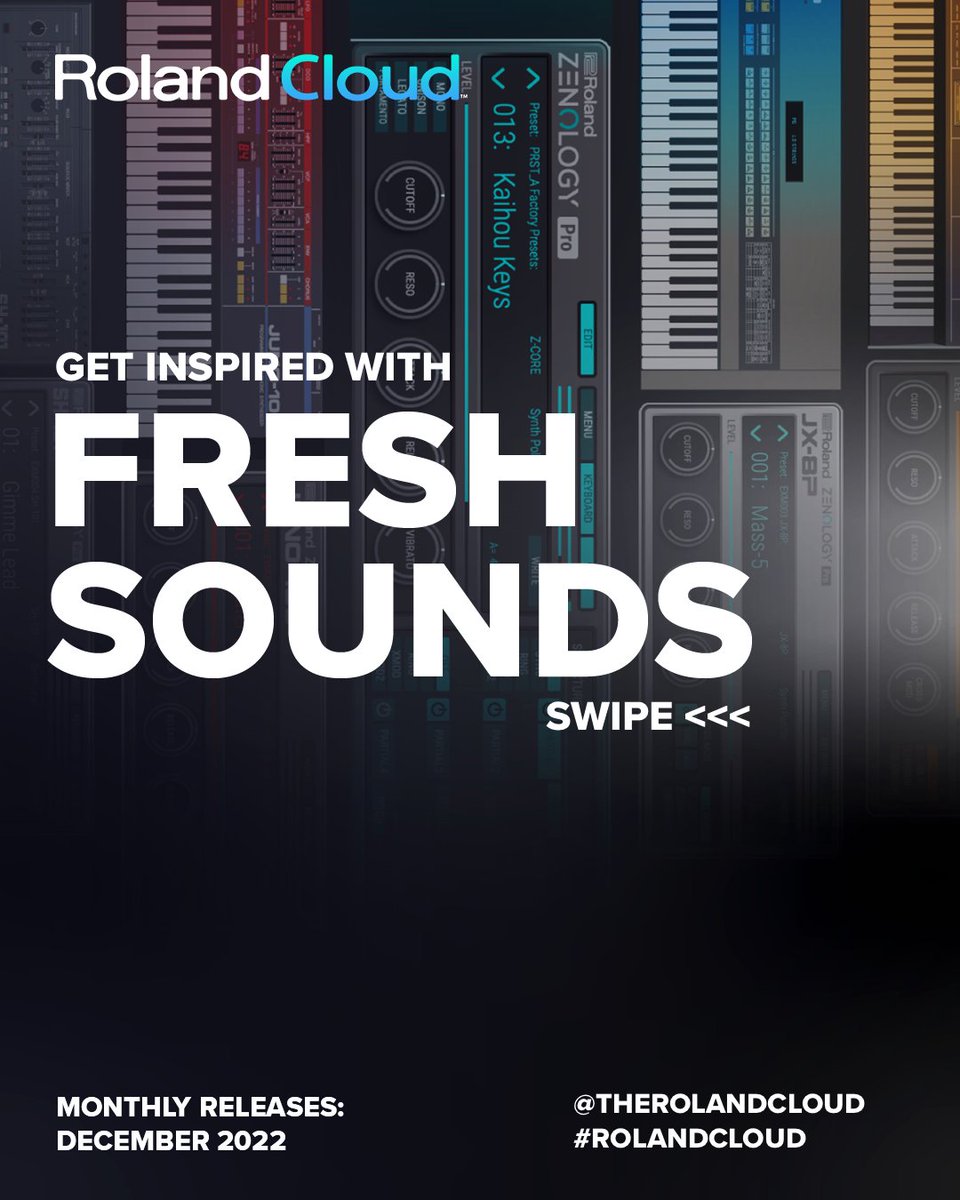 TheRolandCloud's tweet photo. Hope you are having a great start to the new year. Have you caught up with December's content? Check out our new Drum Machine Collection, kit packs, and more!

#RolandCloud #drummachine #synthesizer #musician #producer https://t.co/snQOo5aWa3