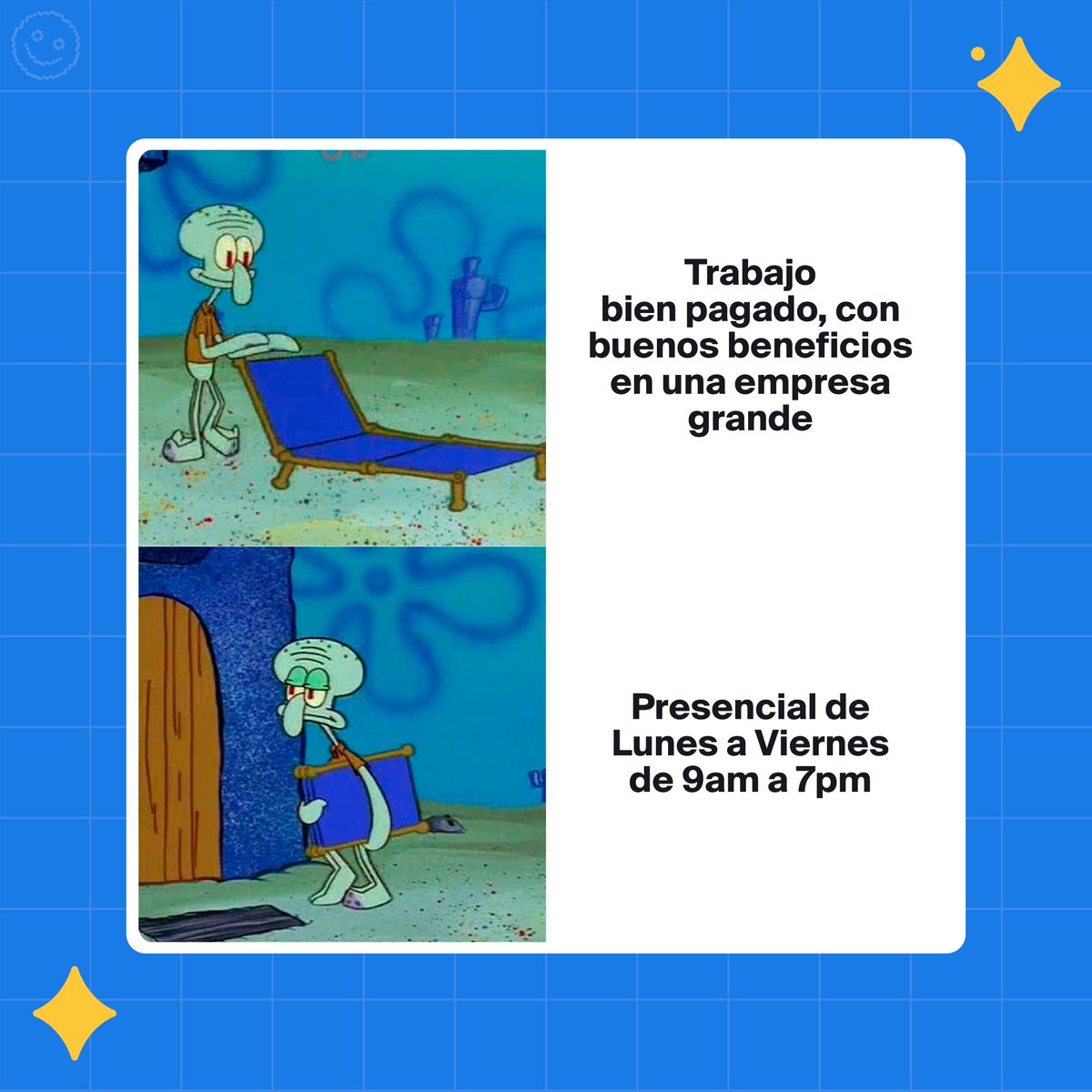 tripleten_latam's tweet image. Ir a la oficina diario es muy 2020, lo de hoy es el home office o híbrido
.
.
.
.
#PracticumLatam #PracticumVibes #Memes #TechMemes #MemesEnEspañol #HomeOffice #TrabajoRemoto
