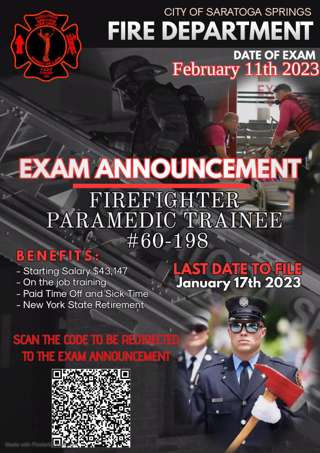 brimmer5467's tweet photo. Saratoga Springs Firefighters Exam Announcement https://t.co/D4oPA3gnEm