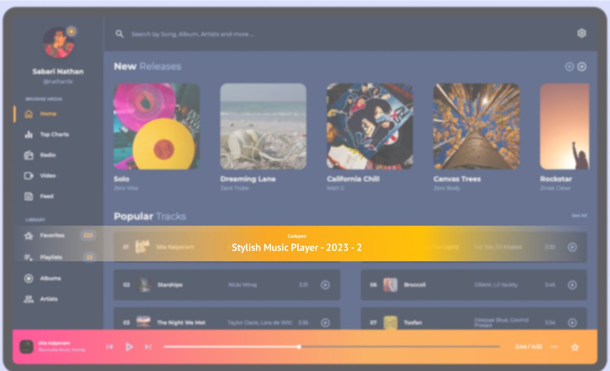 nathan5x's tweet photo. Here is the #darktheme version of #musicplayer https://t.co/3XDMGUInyx #CSSWeeklySeries #codepen https://t.co/ZCGDne8Y2k