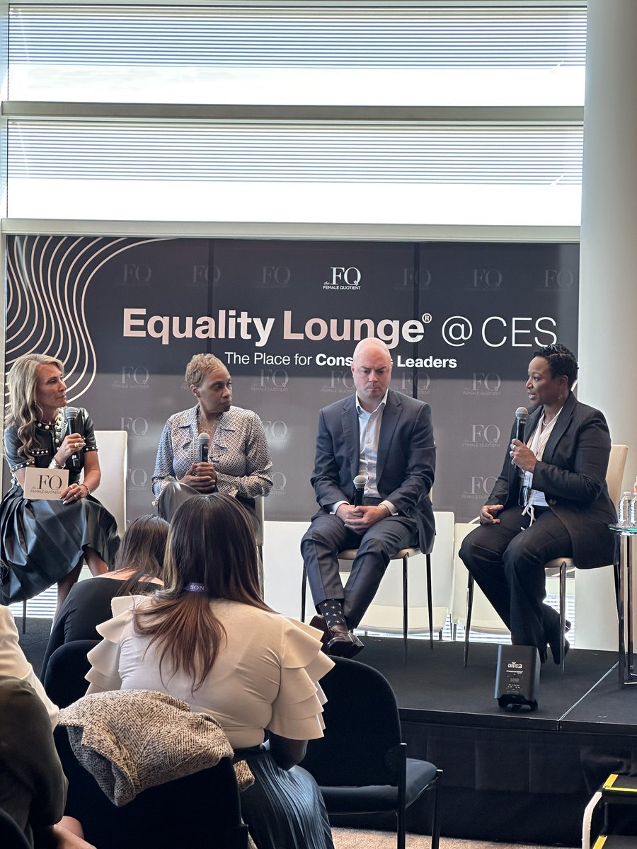 Amazing conversation about #STEM starting with the important point that fixing the pipeline without retention in corporate TODAY!  @femalequotient #EqualityLounge #CES2023