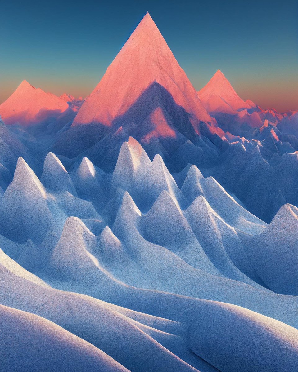 Traverse the pink peaks.

#NFTart #Art #digitalArt #aiartist #aiart #aiartcommunity #midjourneyV4 #ai #midjourneyart