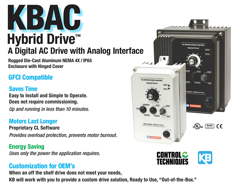 KB_Electronics's tweet photo. The #KBAC Hybrid Drive™ in a heavy duty NEMA 4X / IP65 enclosure offers the pecision of a digital drive with an easy to use analog interface. Excellent for #HVAC applications.
https://t.co/mT71xdGNVu https://t.co/hvqLESvaSV