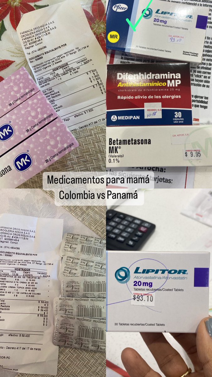 Que locura los precios de los medicamentos en Panamá
Colombia  a $3.50 las 50 y Panamá $93.10 las 30