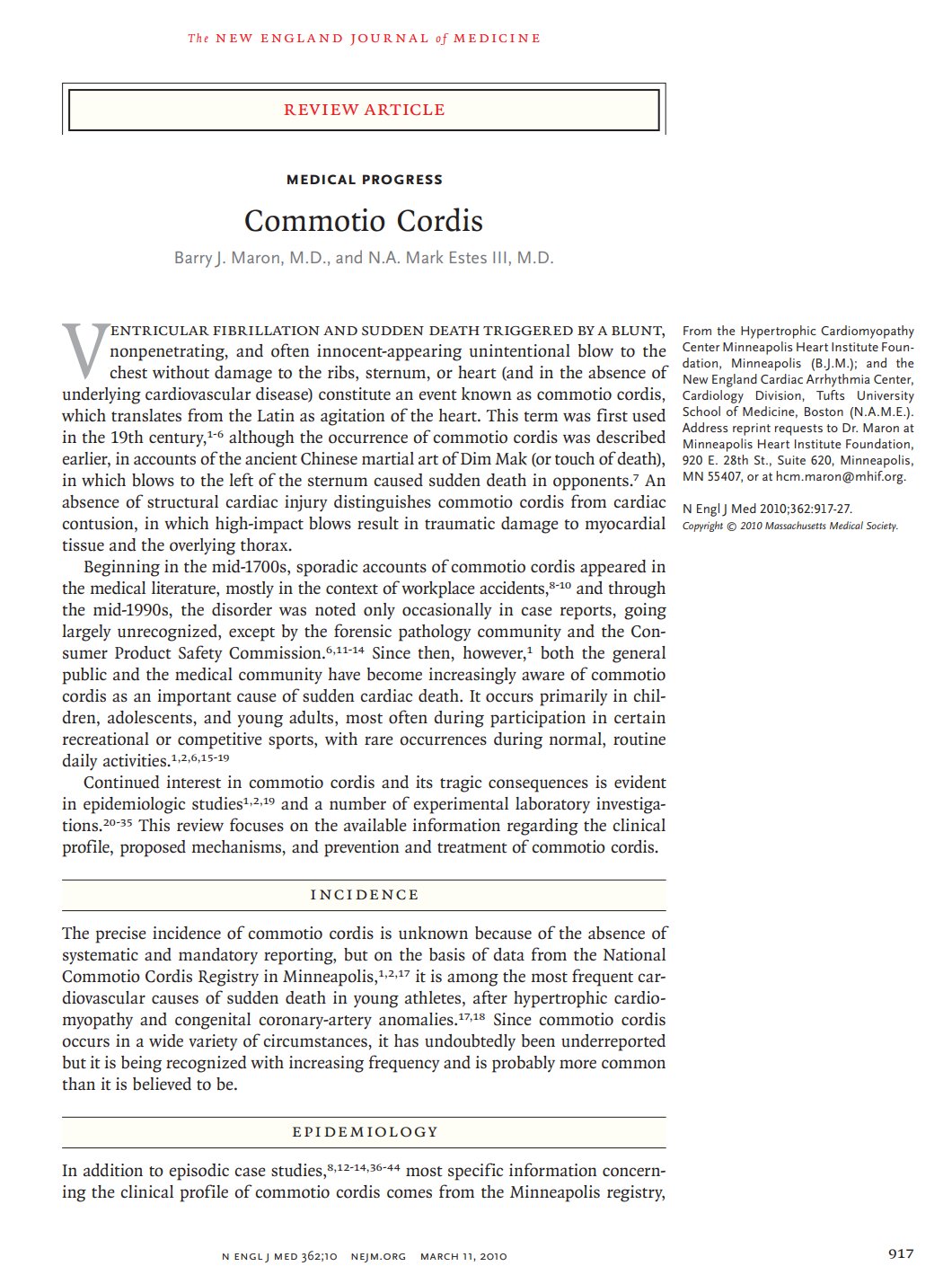 NEJM on Twitter "Ventricular fibrillation and sudden death triggered by a blunt,