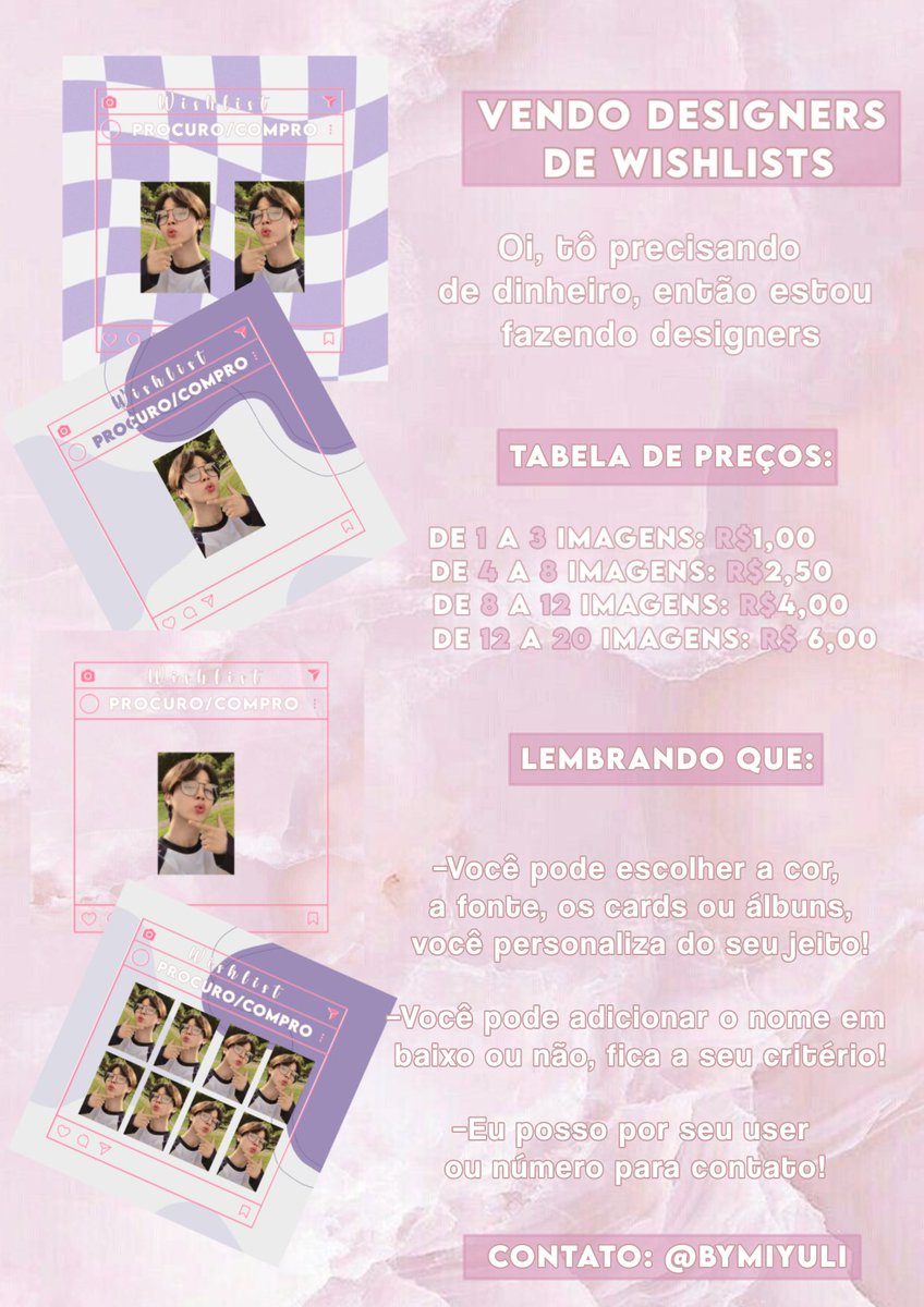 🎀 — Vendo designers personalizados de wishlist ꒱

✦ valores na imagem!

🏷 aceito pix e picpay!