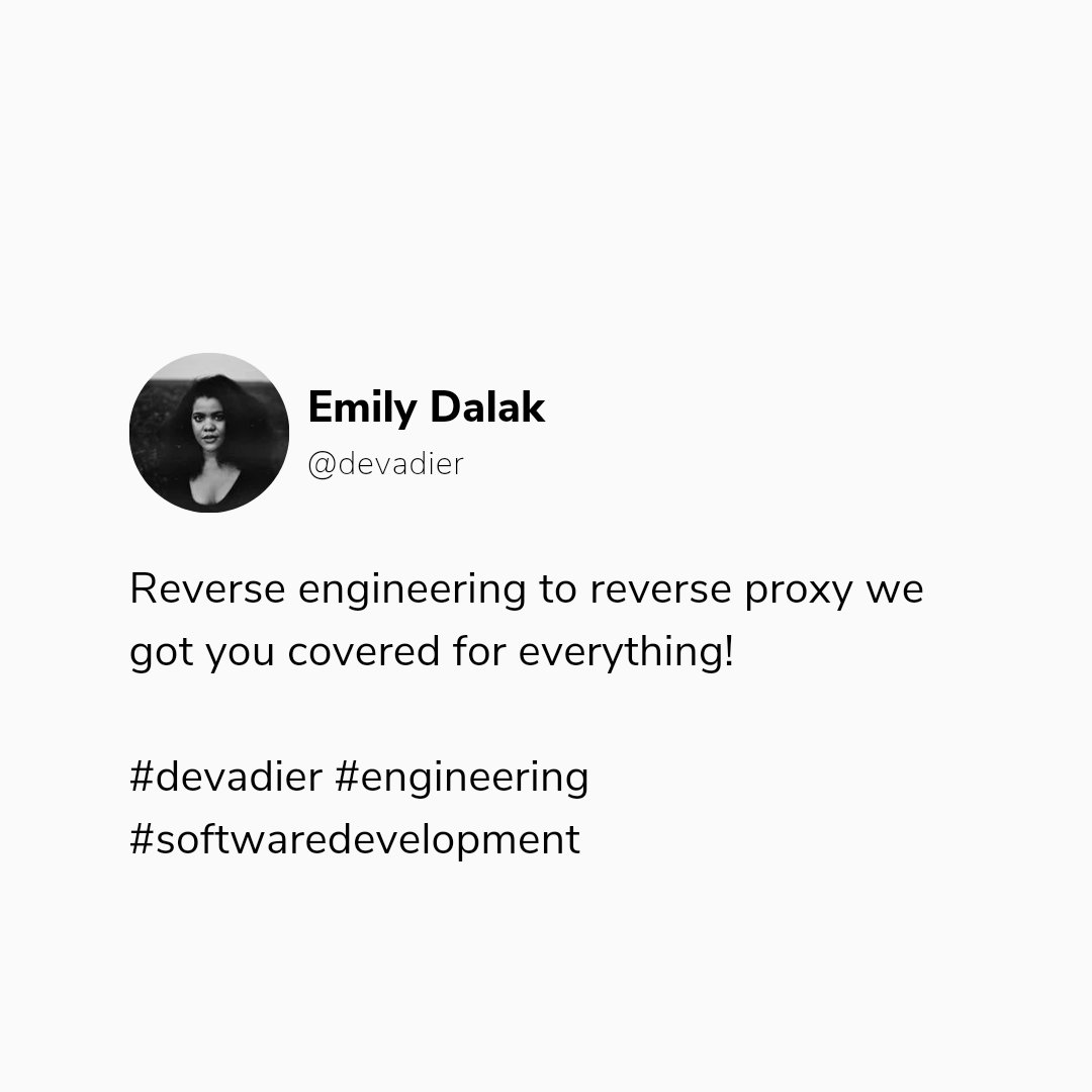 devadier's tweet image. Reverse engineering to reverse proxy, we got you covered for everything!

#engineering #softwaredevelopment #ngnix #reverseproxy #webdevelopment #aws #reverseengineering