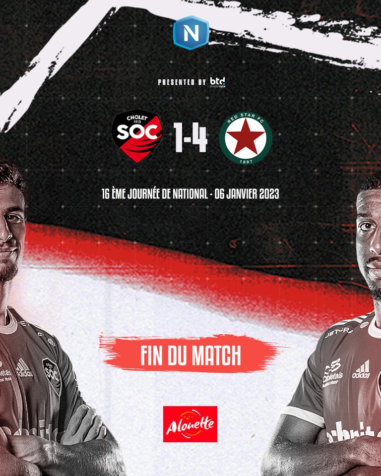 SOCholet's tweet photo. 90’ ⏱️ | 1-4 #SOCRED
C'est terminé ici à l'Omnisports !
Malgré une bonne deuxième période nos joueurs s'inclinent lourdement ...
Rendez-vous vendredi prochain pour un déplacement sur la pelouse du Paris 13 Atletico ! 🔴⚫️
#TeamSOC | #VibronsEnsemble https://t.co/Awkf0XyFnU